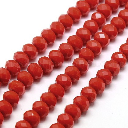 Opaque Solid Color Crystal Glass Rondelle Beads Strands US-EGLA-F046A-18-1
