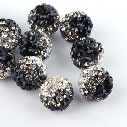 Two-Tone Color Handmade Polymer Clay Disco Ball Beads US-RB-R041-07-1