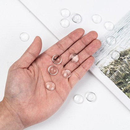 Transparent Glass Cabochons&nbsp;US-GGLA-R026-15mm-7