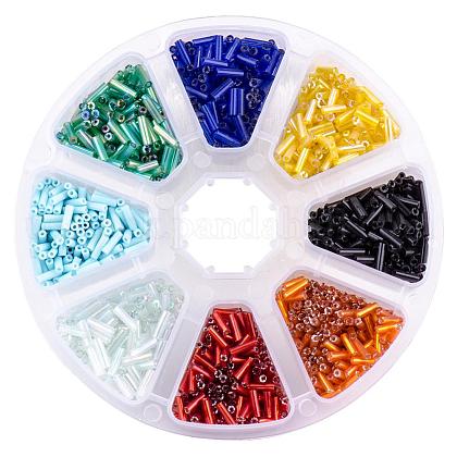 Multicolor-1 Bugle Glass Beads Size 6x1.8mm with Box Set Value Pack US-SEED-PH0001-07-1