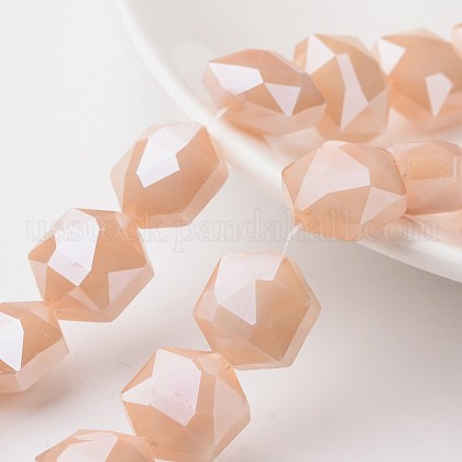Electroplate Opaque Solid Color Glass Beads Strands US-EGLA-M021-05-1