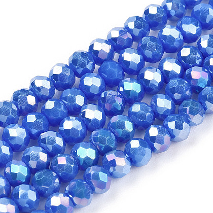 Electroplate Glass Beads Strands US-EGLA-A034-P4mm-B21-1