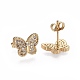 Brass Micro Pave Cubic Zirconia Stud Earrings US-EJEW-L224-30G-2