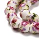Handmade Flower Printed Porcelain Ceramic Beads Strands US-PORC-J006-C04-3