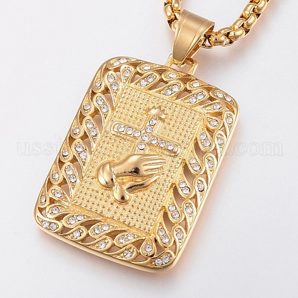 304 Stainless Steel Pendant Necklaces US-NJEW-G308-04G-1