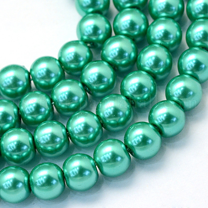 Baking Painted Pearlized Glass Pearl Round Bead Strands US-HY-Q003-6mm-29-1