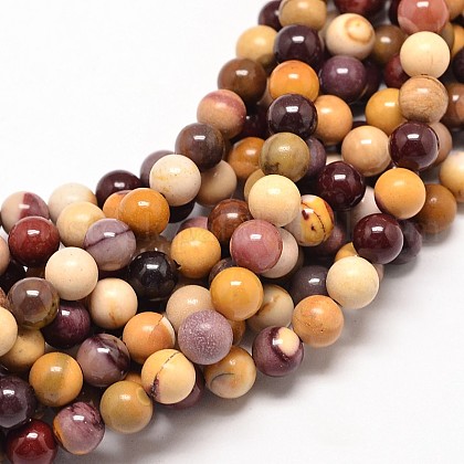 Natural Mookaite Round Bead Strands US-G-P072-34-8mm-1