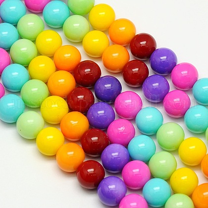 Round Baking Paint Glass Beads Strands US-HY-A006-12mm-M-1