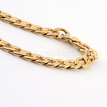 Vacuum Plating 201 Stainless Steel Curb Chains  Necklaces US-NJEW-R063-39G-1