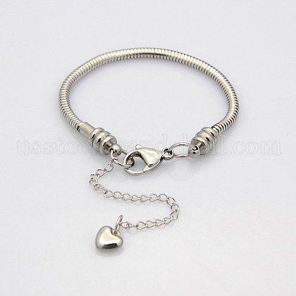 304 Stainless Steel European Style Round Snake Chains Bracelets US-BJEW-N233-04-1
