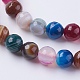 Natural Striped Agate/Banded Agate Beads Strands US-G-G581-8mm-17-3