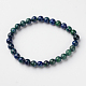Natural Chrysocolla and Lapis Lazuli Round Bead Stretch Bracelets US-BJEW-L593-D03-1
