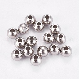 304 Stainless Steel Smooth Round Spacer Beads US-STAS-M006-01B