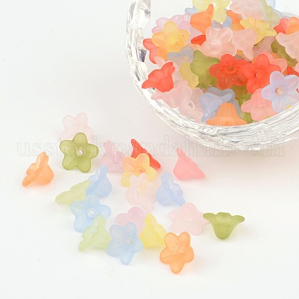 Mixed Color Frosted Transparent Acrylic Flower Beads US-X-M-PL554-1