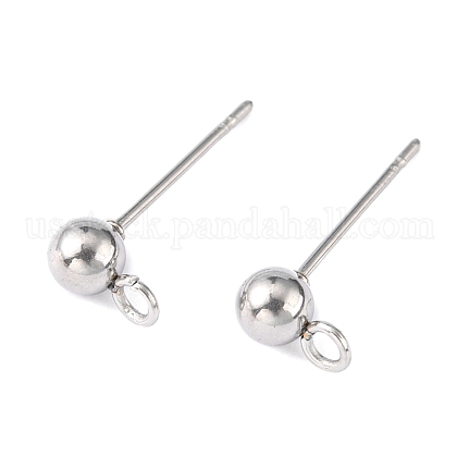 Original Color 304 Stainless Steel Ball Post Stud Earring Findings US-X-STAS-R043-1