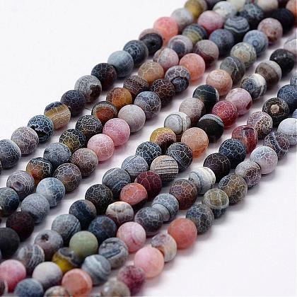 Frosted Natural Agate Beads Strands US-G-F367-8mm-07-1