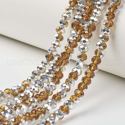 Electroplate Transparent Glass Beads Strands US-EGLA-A034-T8mm-M07-1
