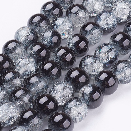Spray Painted Crackle Glass Beads Strands US-CCG-Q002-10mm-11-1