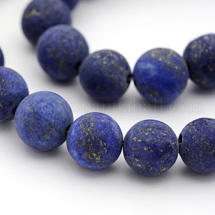 Dyed Frosted Natural Lapis Lazuli Round Bead Strands US-G-M272-15-6mm-1