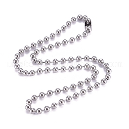 304 Stainless Steel Ball Chain Necklace US-NJEW-G340-05P-04