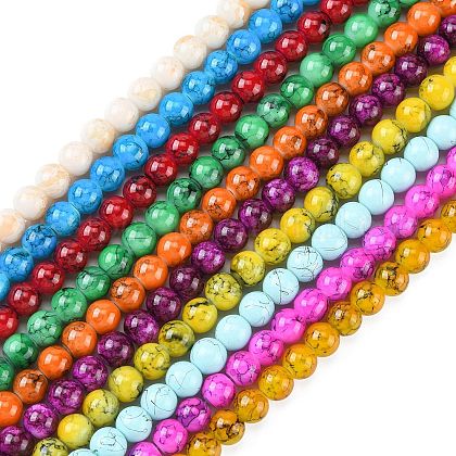 Baking Painted Glass Round Bead Strands US-DGLA-Q019-8mm-M-1