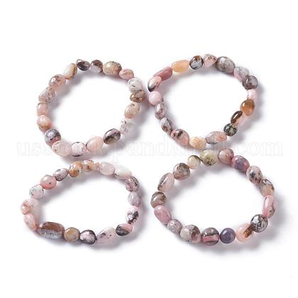 Natural Pink Opal Bead Stretch Bracelets US-BJEW-K213-46-1