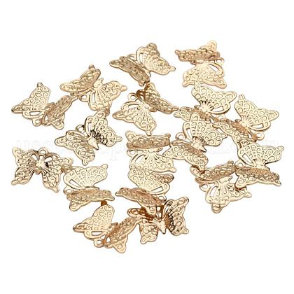 20Pcs Golden Brass Butterfly Charms Rack and Vacuum Plating Cadmium Lead Free Craft Beads US-KK-PH0010-17G-RS-1