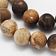 Frosted Round Natural Petrified Wood Beads Strands US-G-N0166-71-8mm-2