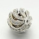 Brass Micro Pave Cubic Zirconia Hollow Round Beads US-ZIRC-M039-05P-10mm-RS-2