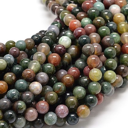 Natural Indian Agate Round Bead Strands US-G-P075-40-8mm-1