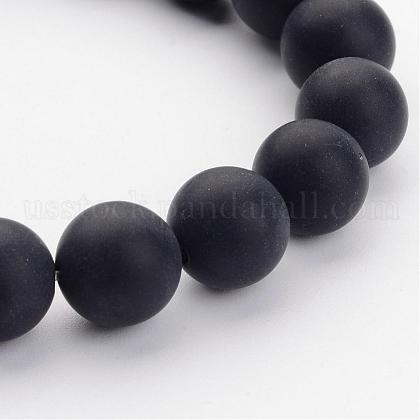 Grade A Natural Black Agate Beads Strands US-G447-5-1