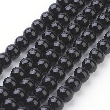 Synthetic Black Stone Beads Strands US-GSR4mmC044-1