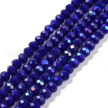 Electroplate Opaque Solid Color Glass Beads Strands US-EGLA-A034-P4mm-L12-1