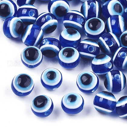 Evil Eye Resin Beads&nbsp;US-RESI-R140-8mm-01-3