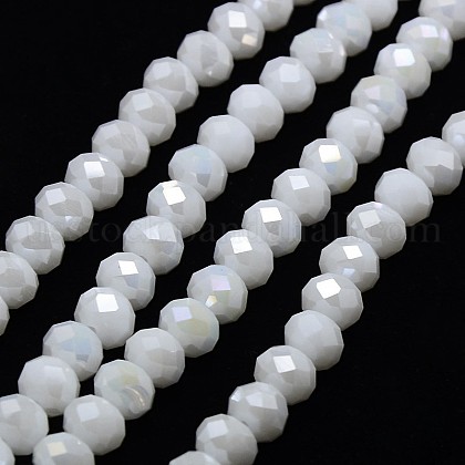 Electroplate Opaque Solid Color Crystal Glass Rondelle Beads Strands US-EGLA-F046A-18AB-1