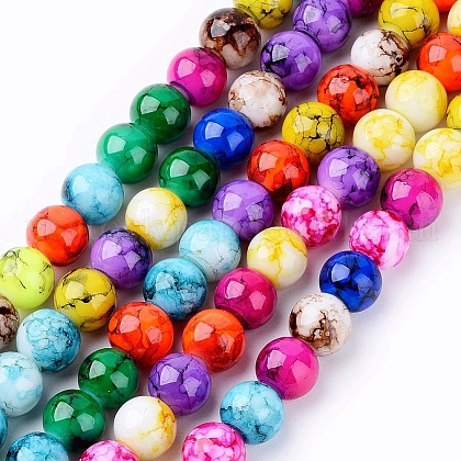 Spray Painted Glass Beads Strands US-DGLA-MSMC001-14-1