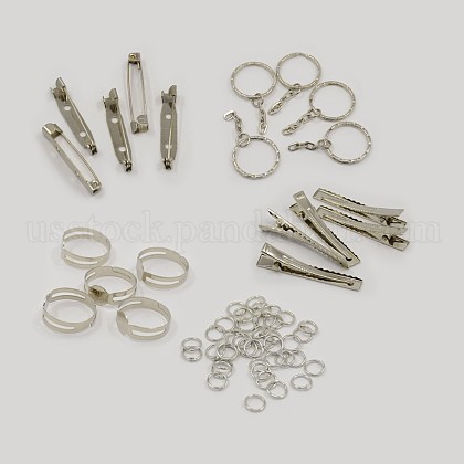 1Set Assorted Iron Findings including 5pcs Iron Flat Alligator Hair Clips US-IFIN-X0004-1