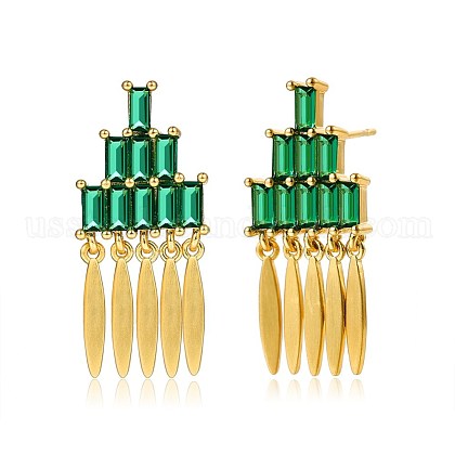 Brass Micro Pave Cubic Zirconia Stud Earrings US-EJEW-BB70420-1
