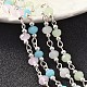 Silver Color Plated Brass Handmade Glass Beaded Chains US-AJEW-JB00196-1