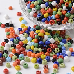 6/0 Opaque Colors Round Glass Seed Beads US-SEED-K003-4mm-M04