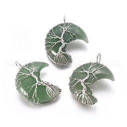 Natural Green Aventurine Tree of Life Wire Wrapped Pendants US-G-L520-E04-P