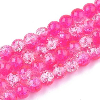 Spray Painted Crackle Glass Beads Strands US-CCG-Q002-10mm-09-1