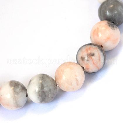 Natural Pink Zebra Jasper Round Bead Strands&nbsp;US-G-E334-8mm-11-5