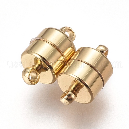 Brass Magnetic Clasps with Loops US-KK-I664-06G-1