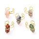 Copper Wire Wrapped Natural Gemstone Adjustable Rings for Women US-RJEW-JR00386-1