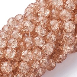 Spray Painted Crackle Glass Beads Strands US-CCG-Q001-8mm-05