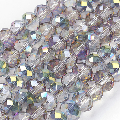 Electroplate Glass Faceted Rondelle Beads Strands US-EGLA-D020-8x5mm-15-1