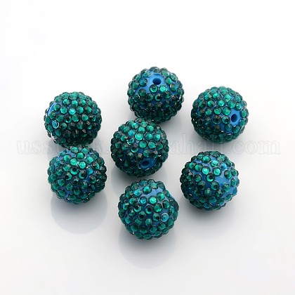 Resin Rhinestone Bubblegum Ball Beads US-RESI-S260-20mm-S11-1