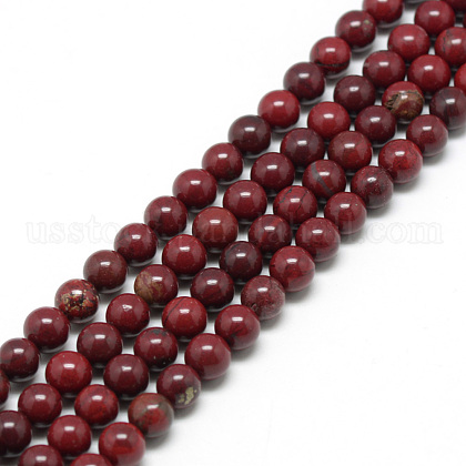 Natural Red Jasper Round Beads Strands US-G-E334-8mm-01-1