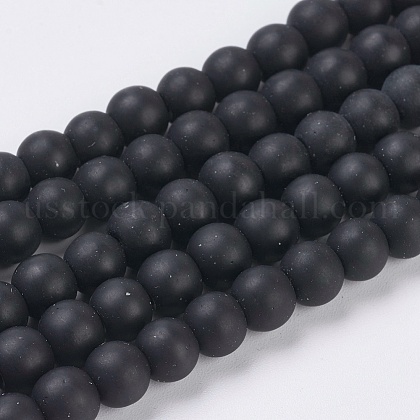 Synthetical Black Stone Beads Strands US-G-G508-7-1